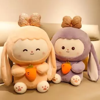 Новая плюшевая игрушка кролик с длинными ушами 25-50 см, мягкая игрушка для сна, мягкие игрушки для животных, морковный кролик для детей и девочек 25cm розовый