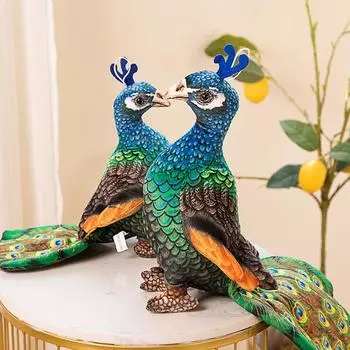 Новая плюшевая игрушка-птица в виде павлина с синей короной, детская тряпичная кукла, подарок на событие 28CM0.165kg