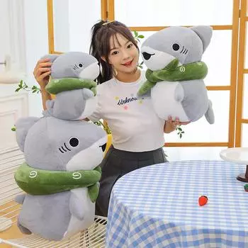 Новая плюшевая игрушка в виде акулы, мультяшная милая кукла-акула для свиданий, подарок на день рождения, тряпичная кукла 22cm 0.15kg