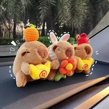 Новая плюшевая кукла-капибара, украшения для автомобиля, декор для кромки экрана, мультяшная приборная панель автомобиля, аксессуары для украшения интерьера автомобиля D