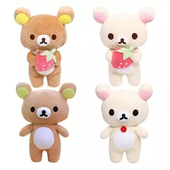 Новая плюшевая кукла Rilakkuma с клубникой, кавайное аниме, бурый медведь, Pelcuhe, милая пара игрушек, подарки для девочек