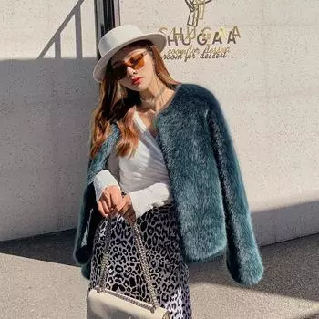 Новая плюшевая куртка из искусственного меха, корейская версия, однотонная женская короткая куртка из искусственного меха норки S