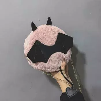 Новая плюшевая мультяшная маленькая монстр-летучая мышь, цепочка на плечо, диагональная модная сумка, взрыв красный