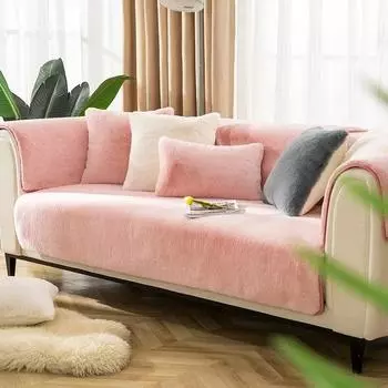 Новая плюшевая подушка для дивана с кроликом, зимний стиль, противоскользящий утолщенный чехол для дивана, простой современный зимний светильник, роскошный стильный чехол для подушки 70x70cm