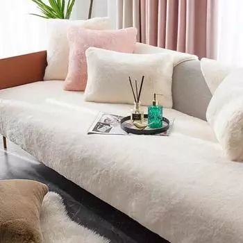 Новая плюшевая подушка для дивана с кроликом, зимний стиль, противоскользящий утолщенный чехол для дивана, простой современный зимний светильник, роскошный стильный чехол для подушки 70x70cm