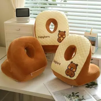 Новая плюшевая подушка для сна Capybara, мультяшная подушка Capibara для офисного кресла, подушка для спинки, дивана, домашний декор, подарки 30x25cm