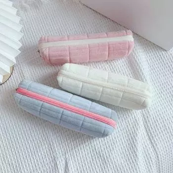 Новая плюшевая решетчатая сумка для карандашей большой емкости школьные принадлежности канцелярская коробка простая с сумкой для хранения на молнии