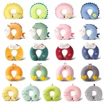 Новая плюшевая U-образная подушка с эффектом памяти, однотонная мягкая подушка для шеи и кормления с рисунком из мультфильма