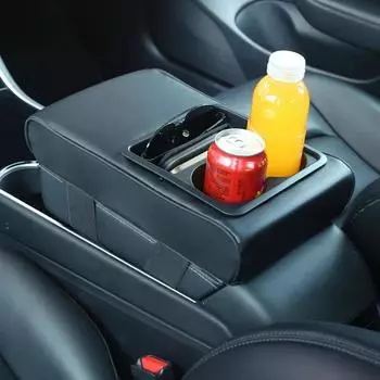 Новая подлокотник для центральной консоли автомобиля с двумя подстаканниками, подлокотник из искусственной кожи, портативная подушка для сиденья автомобиля, подушка для регулировки высоты