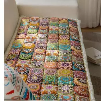 Новая подушка для дивана из чистого хлопка в стиле бохо, универсальная для всех сезонов, коврик для дивана, домашний декор, нескользящая прямоугольная подушка для сиденья дивана 50x50cm 1pcs