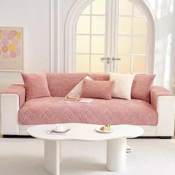 Новая подушка для дивана на все времена года, противоскользящий кожаный чехол для дивана, легкий роскошный плюшевый зимний чехол для подушки, тканевое полотенце 70*70cm