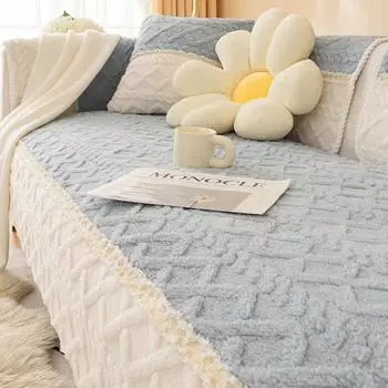 Новая подушка для дивана, подходящая по цвету, зимняя утолщенная плюшевая подушка для сиденья, современный минималистский домашний противоскользящий чехол для дивана 70x70cm