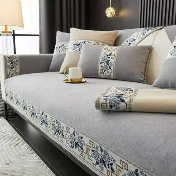 Новая подушка для дивана премиум-класса в китайском стиле, четырехсезонная универсальная противоскользящая подушка для сиденья из синели, высококачественная комбинированная ткань для чехла на диван 70*70cm