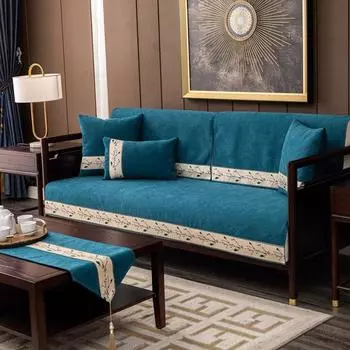 Новая подушка для дивана в китайском стиле Four Seasons Universal High-End Chenille Non-Slip Подушка для дивана с цветком сливы в китайском стиле 60*60cm оранжевый