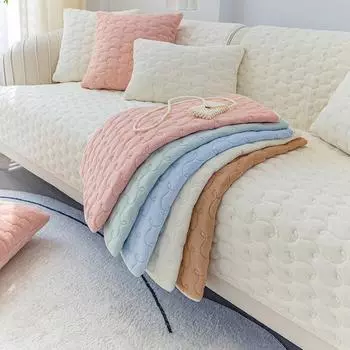 Новая подушка для дивана в кремовом стиле Four Seasons Universal для гостиной, противоскользящая подушка для сиденья, зимняя короткая плюшевая накидка на спинку 70x70cm зелёный