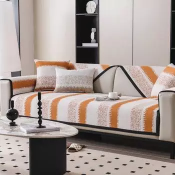 Новая подушка для дивана в полоску с цветными блоками, сезонная универсальная градиентная подушка для дивана, противоскользящая пылезащитная наволочка из шенилла 70x70