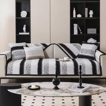 Новая подушка для дивана в полоску с цветными блоками, сезонная универсальная градиентная подушка для дивана, противоскользящая пылезащитная наволочка из шенилла 30x50cm pillowcase оранжевый