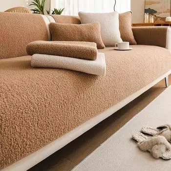 Новая подушка для дивана, зимняя овечья шерсть, плюш, толстый нескользящий чехол для дивана, универсальная тканевая подушка для полотенец, спинка, машинная стирка 70x70