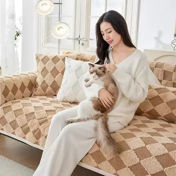 Новая подушка для дивана, зимняя плюшевая утолщенная зимняя подушка, простой однотонный нескользящий чехол для дивана, полотенце 70x70