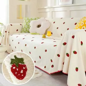 Новая подушка для сиденья дивана осень-зима утолщенная ткань полного покрытия полотенце увеличенный плюшевый нескользящий чехол двухсторонний пыленепроницаемый 90x90cm 1pcs