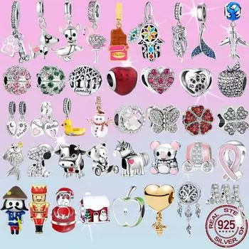 Новая подвеска из стерлингового серебра 925 пробы с собакой и красным снеговиком, подходит для оригинальных модных браслетов 925, DIY ювелирных изделий для женщин