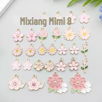 Новая подвеска в виде розовой вишневой ромашки: Сплав с каплями масла для изготовления браслетов и ожерелий своими руками. cherry blossom 12*15mm 0.7g