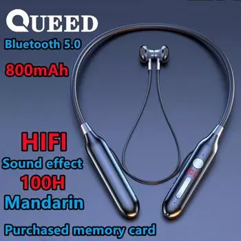 Новая подвесная гарнитура HiFi с высоким звуком Bluetooth-гарнитура Bluetooth-гарнитура бинокулярная подвесная шейная спортивная гарнитура для бега чёрный