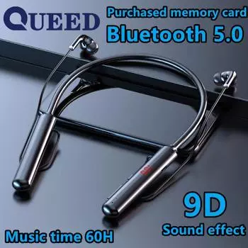 Новая подвесная шейная Bluetooth-гарнитура 5.0 позволяет вставлять карту и отображать стереобеспроводную Bluetooth-гарнитуру, сверхдлинный режим ожидания чёрный