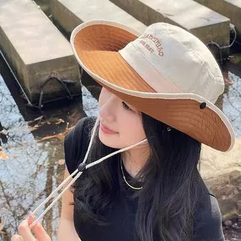 Новая походная шляпа женская шляпа для скалолазания с большими полями, солнцезащитная шляпа в стиле вестерн, походная шляпа с большой окружностью головы Adjustable [52-58cm] бежевый