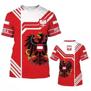 Новая польская футболка с эмблемой белого орла, футболка на заказ, футбольный трикотаж, футболка с 3D рисунком флага Польши для XS