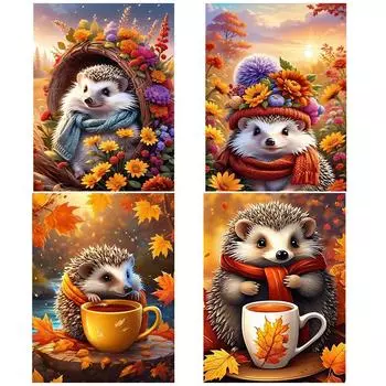 Новая полная круглая квадратная алмазная картина цветы и вышивка ежик крест вышивка мозаика дом настенное украшение подарок Full Round 20x30CM