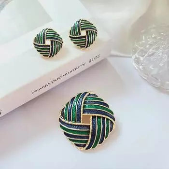 Новая полосатая эмалевая брошь Western Palace Square и серьги-иглы из серебра 925 пробы