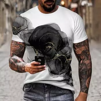Новая популярная 3D цифровая печать, удобная и мягкая уличная спортивная мужская футболка с короткими рукавами для фитнеса, топ больших размеров S-5XL S