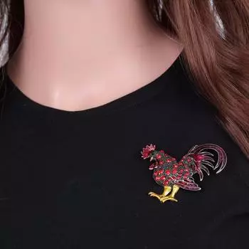 Новая популярная брошь с большим петухом, цветная брошь со стразами и кристаллами, брошь для женщин, модная брошь жёлтый
