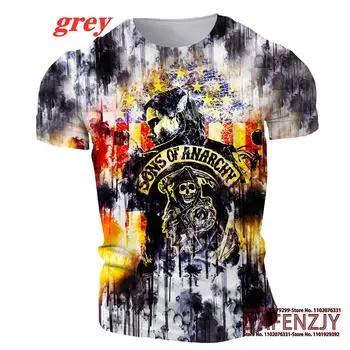 Новая популярная мужская футболка с графическим принтом на лето S чёрный