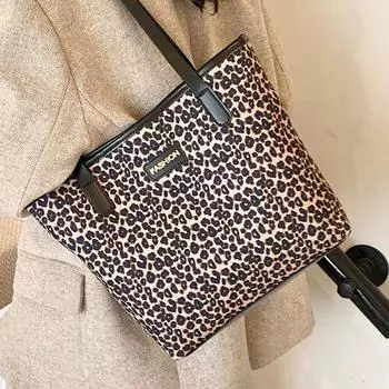 Новая популярная новая большая вместительная сумка для поездок на работу с леопардовым принтом, модная женская сумка-тоут на одно плечо в стиле пэчворк