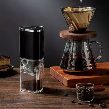 Новая портативная электрическая кофемолка с перезаряжаемым керамическим сердечником для помола кофе в зернах для офиса и дома белый