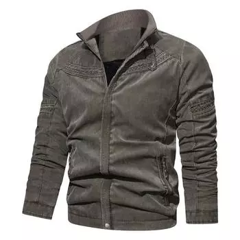 Новая постиранная мужская летная куртка для мужчин среднего и молодого возраста с воротником-стойкой, мужская верхняя куртка L