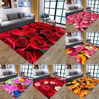 Новая посуда Романтический 3D Розовый Мягкий Фланелевой Ковер Спальня Гостиная Ковер Эркер Нескользящий Кухня Ванная Комната Коврик Коридор Входной Коврик 40 x 60CM красный