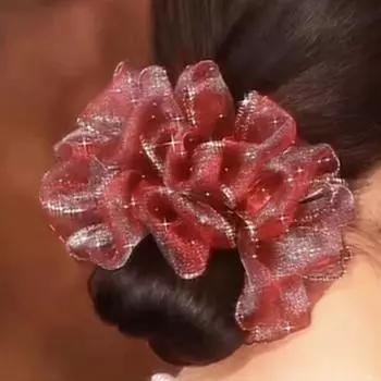Новая повязка для волос из пряжи с бриллиантовой инкрустацией, золотистая окантовка, резинка для волос, однотонная, универсальная, высокоэластичная, бесшовная, большие резинки-скранчи для женщин
