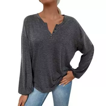 Новая повседневная футболка для поездок на работу, осенний повседневный универсальный свободный женский топ с длинными рукавами M