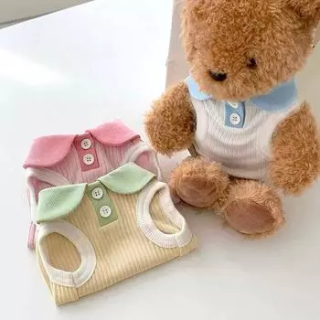 Новая повседневная футболка с контрастными лацканами и изображением собаки цвета мороженого, тонкие плюшевые мишки для кошек, весенне-летняя одежда для домашних животных, охлаждающий жилет для собак XS