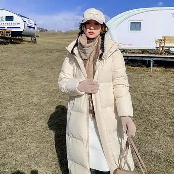 Новая повседневная модная свободная длинная куртка-пуховик для женщин, пальто с капюшоном для подруг M