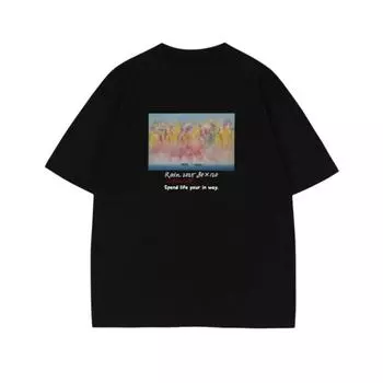 Новая повседневная модная тенденция для мужчин и женщин, свободная модная хлопковая футболка с коротким рукавом и принтом S