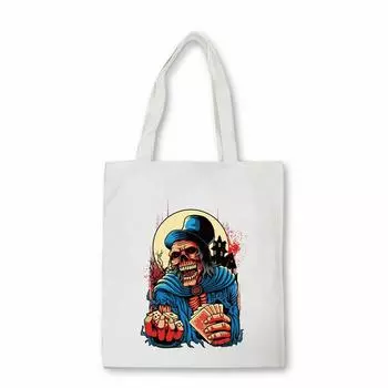 Новая повседневная мужская холщовая сумка с 3D принтом в виде черепа, Harajuku, дизайн для студентов-подростков, эко-сумки большой вместимости, сумка-шоппер 24*26cm