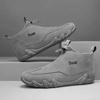 Новая повседневная мужская обувь, кожаные ботинки на плоской подошве, мужские модные уличные зимние ботинки, нескользящие кожаные ботинки 39 чёрный