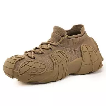 Новая повседневная обувь Дышащая обувь Мужская мода Обувь на толстой подошве Высокие одинарные туфли 39 хаки