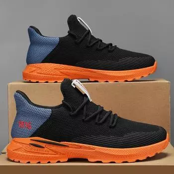 Новая повседневная обувь Flyknit, кроссовки с дышащей сеткой, модная дикая мужская обувь 39 чёрный