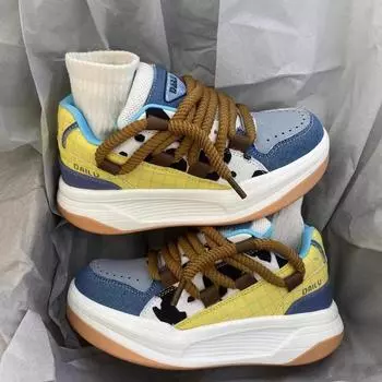 Новая повседневная обувь Ins в стиле ретро с толстой подошвой, обувь для пар 36