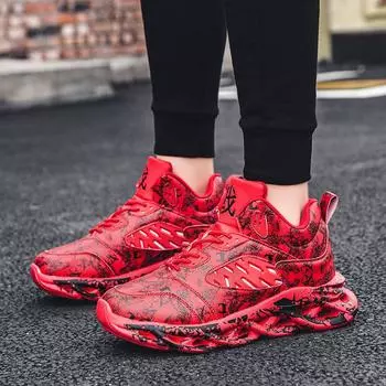 Новая повседневная обувь. Модная баскетбольная обувь с граффити. Спортивная обувь. Кожаная многоцветная обувь. 38 красный